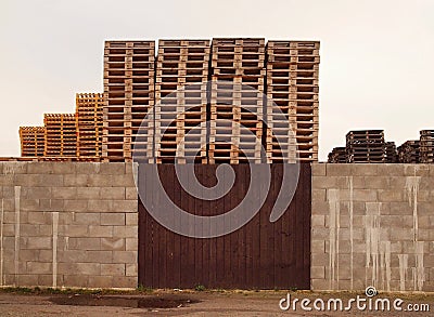 Stock of new wooden euro pallets Stock Photo