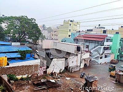 Stock photo of a Bangalore city raining heavily in the afternoon, cold and fresh climate Editorial Stock Photo