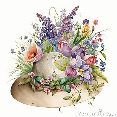 Spring Forward in Style: Easter Hats and Bonnets with Floral Touches AI Generated Stock Photo