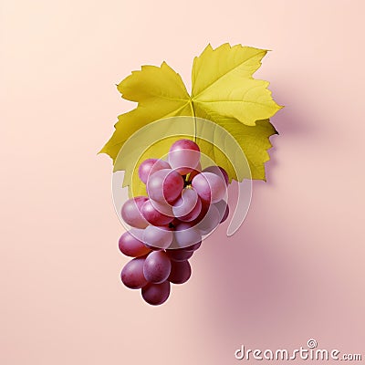 Minimalistic Grape Design On Light Yellow Background Stock Photo