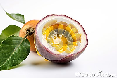 Stock photo of fresh Passion-fruit on a pristine white background. The Passion-fruit is perfectly ripe and bursting with flavor Stock Photo