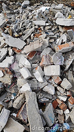 Stock Photo - A pile of bricks from the demolition of buildings. Stock Photo