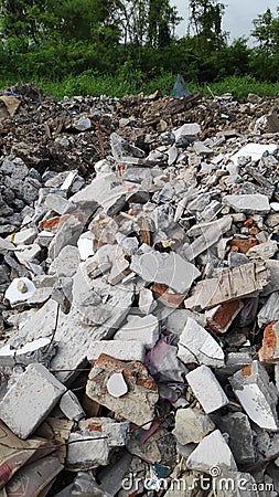 Stock Photo - A pile of bricks from the demolition of buildings. Stock Photo