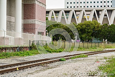Stock photo of railroad tracks running through Downtown Miami FL Stock Photo