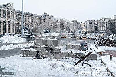 Banksy graffiti in the center of Kyiv, Ukraine Editorial Stock Photo