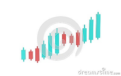 Stock price candlesticks on a white background. Charts, analysis,trading, markets, investments,profit.The price chart is up.The Stock Photo