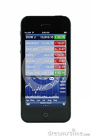 Stock screen on iPhone 5 Editorial Stock Photo