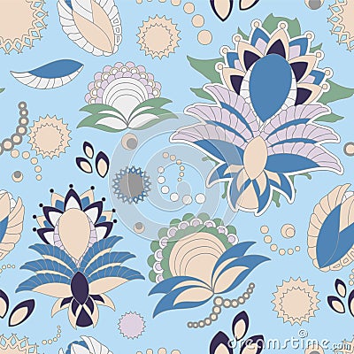 Stock seamless doodle floral pattern. orient. abstract b Cartoon Illustration