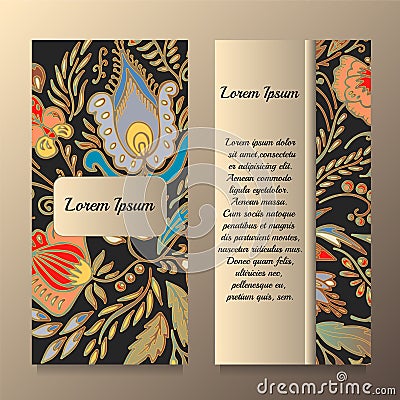 Stock template with florar pattern,oriental or russian de Cartoon Illustration