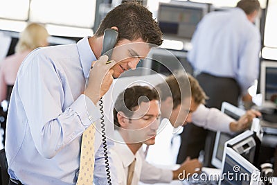 Stock Trader On The Phone Stock Photo