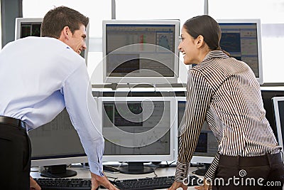 Stock Traders Viewing Monitors Stock Photo