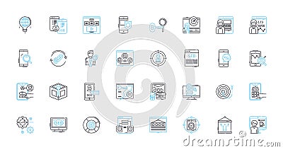 Stock trading linear icons set. Trading, Stocks, Investment, Bulls, Bears, Market, Analysis line vector and concept Vector Illustration