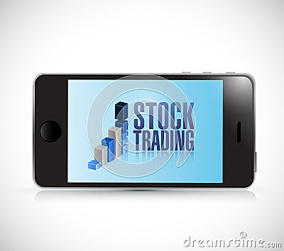 Stock trading on a phone. illustration design Cartoon Illustration