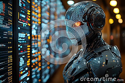 A stock trading robot capable of analyzing candlestick charts and making trades through AI-driven predictive formulas Stock Photo