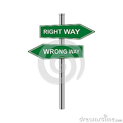 Stock vector arrows sign right way and wrong way Stock Photo