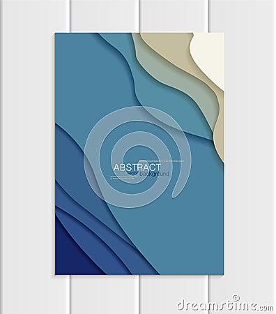 Vector brochure A5 or A4 format abstract uneven blue shapes design element corporate style Vector Illustration