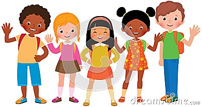 Stock Vector cartoon illustration of a group of children student Vector Illustration