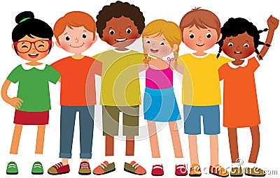 Stock Vector cartoon illustration of a group of different ethnic Vector Illustration