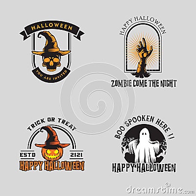 Halloween stock logo design inspiration, vector collection of halloween stickers Vector Illustration