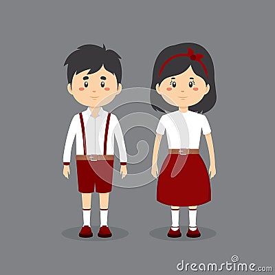 Stock Vector Couple Students Standing Vector Illustration