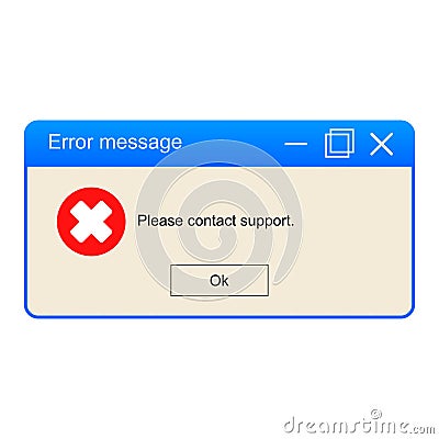 vector error message computer please contact support 6 Stock Photo