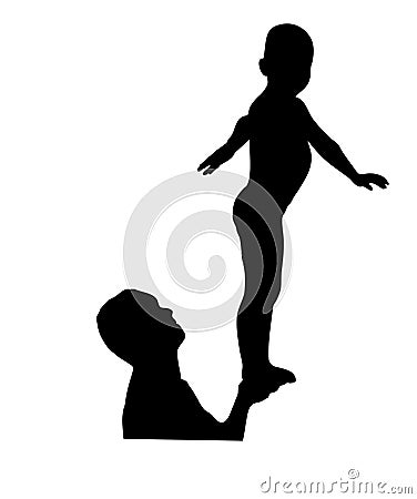 Father and son playing in water Vector Illustration