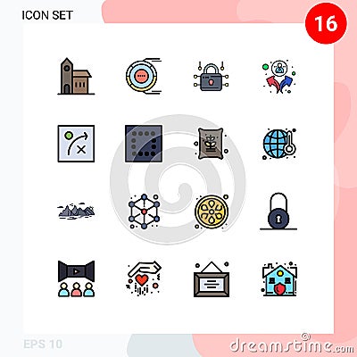 Stock Vector Icon Pack of 16 Line Signs and Symbols for algorithm, people, estimation, group, security Vector Illustration