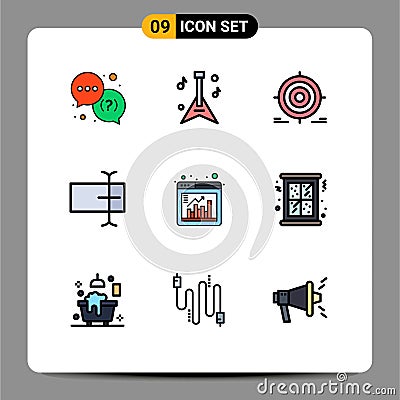 Stock Vector Icon Pack of 9 Line Signs and Symbols for browser, window, goal, input, cursor Vector Illustration