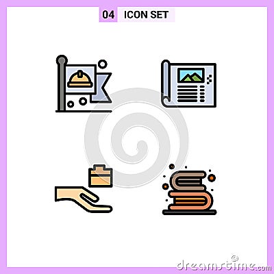 Stock Vector Icon Pack of 4 Line Signs and Symbols for communist, folder, labour, plan, share Vector Illustration