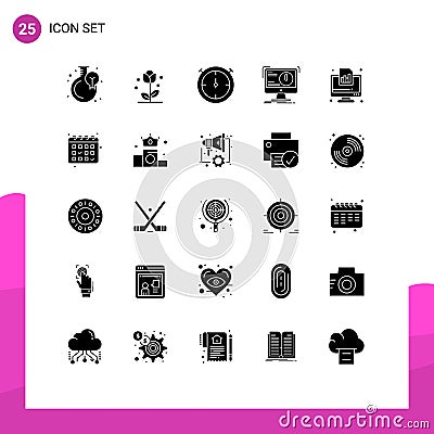 Stock Vector Icon Pack of 25 Line Signs and Symbols for diagram, virus, spring, computer, antivirus Vector Illustration