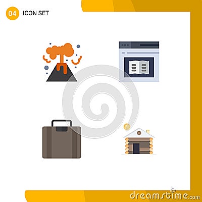 Stock Vector Icon Pack of 4 Line Signs and Symbols for energy, briefcase, book, learning, suitcase Vector Illustration
