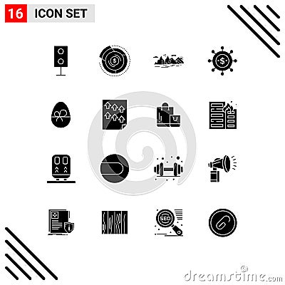 Stock Vector Icon Pack of 16 Line Signs and Symbols for global, business, financial, cliff, landscape Vector Illustration