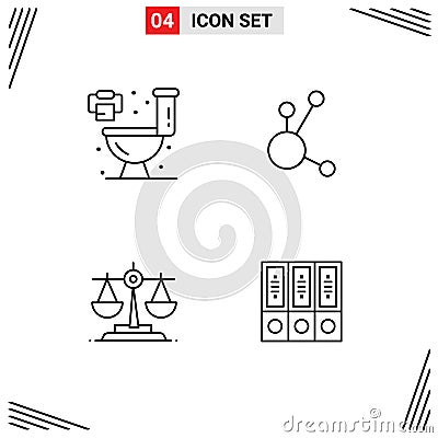 Stock Vector Icon Pack of 4 Line Signs and Symbols for home, law, bitconnect, crypto currency, archive Vector Illustration