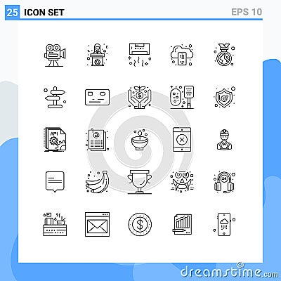 Stock Vector Icon Pack of 25 Line Signs and Symbols for mobile, backup, woman, technology, cool Vector Illustration