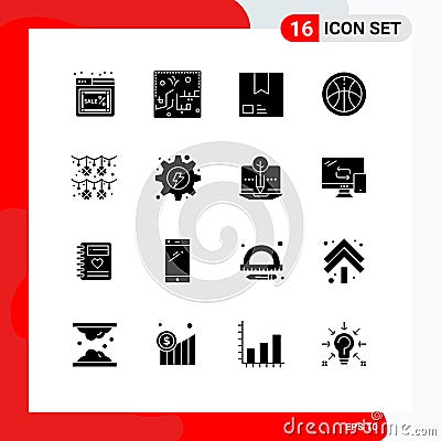 Stock Vector Icon Pack of 16 Line Signs and Symbols for sports, shipment, lettering, product, commerce Vector Illustration