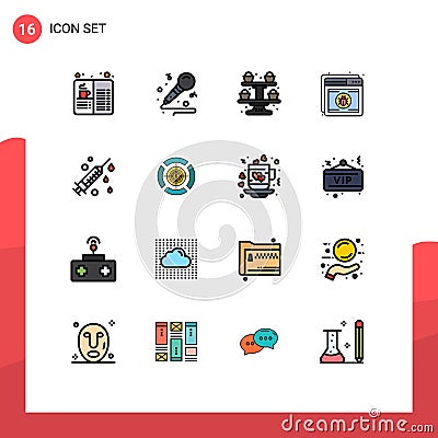 Stock Vector Icon Pack of 16 Line Signs and Symbols for web, shield, hobby, protection, cupsakes Vector Illustration