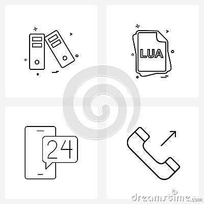 Stock Vector Icon Set of 4 Line Symbols for file, online, file, files, phone Vector Illustration