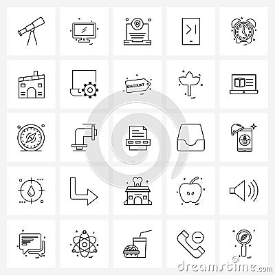 Stock Vector Icon Set of 25 Line Symbols for minutes, clock, laptop, time, mobile Vector Illustration
