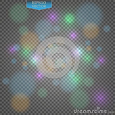 Stock vector illustration bokeh photo effect. Christmas light. Blurred New Year. Colorful shining bokeh light isolated Vector Illustration