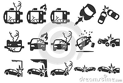 Stock Vector Illustration: Car crash icons Vector Illustration