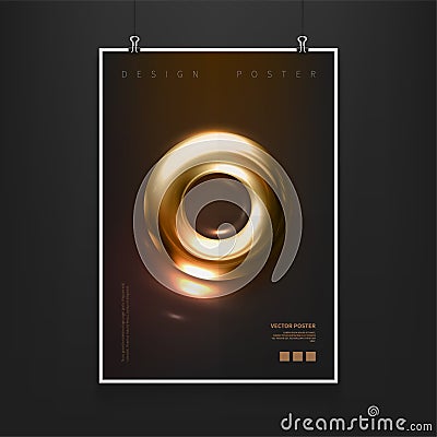 Stock vector illustration cover templates with metal ring. Gold. Billboards, mock up, mockup. Art for banners, flyers, placards Vector Illustration