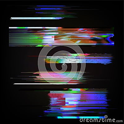 Stock vector illustration. Glitch style computer screen error templates. Digital pixel noise abstract design. Futuristic design Vector Illustration