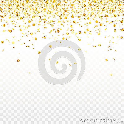 Stock vector illustration gold confetti isolated on a transparent background. EPS 10 Vector Illustration