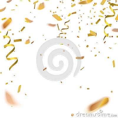 Stock vector illustration gold confetti isolated on a white background. EPS 10 Vector Illustration