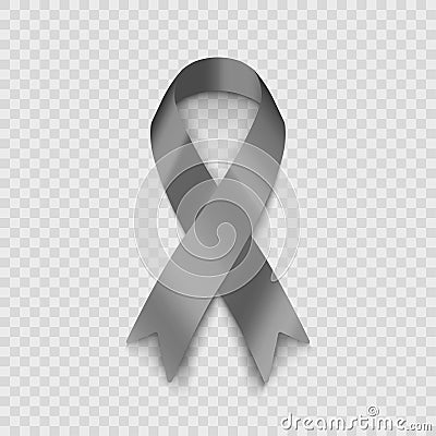 Stock vector illustration gray ribbon Isolated on transparent background. The problem of diabetes. The problem of brain cancer. Vector Illustration