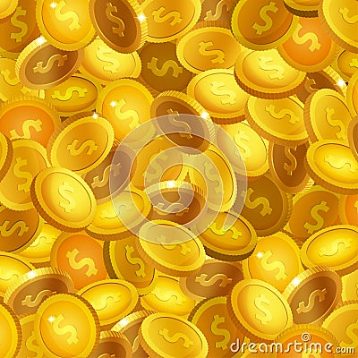 Stock vector illustration many realistic gold coins. Treasure background. Golden coin. EPS10 Vector Illustration