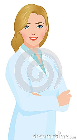 Stock vector illustration of a portrait of a smiling beautiful woman Vector Illustration