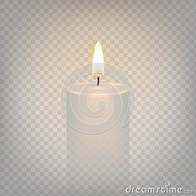 Stock vector illustration realistic candle flame fire light. Isolated on a transparent background. EPS 10 Vector Illustration