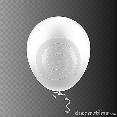 Stock vector illustration realistic 3D Inflatable air flying balloon frosted white Isolated on a transparent checkered background. Vector Illustration