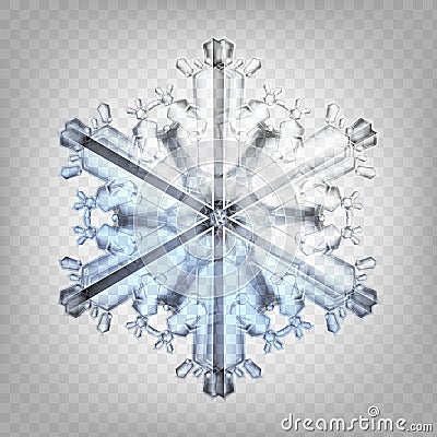 Stock vector illustration realistic snowflake isolated on a transparent background. EPS 10 Vector Illustration